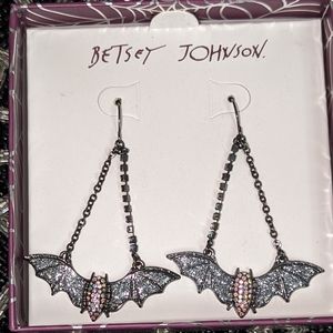 Betsey Johnson bat bling earrings
